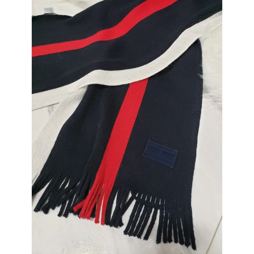 NEW Tommy Hilfiger Raschel Scarf MENS 12X66 INCHES COLOR BLOCK VARSITY PREP GOLF